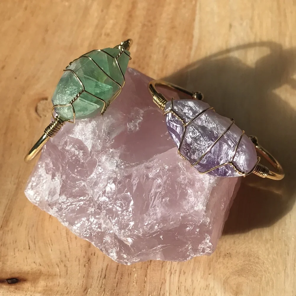 Rough stone cuff bangles - Picture 3 of 6